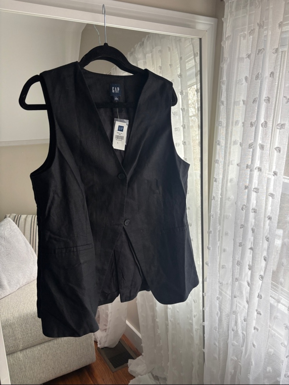GAP Black Sleeveless Blazer Vest